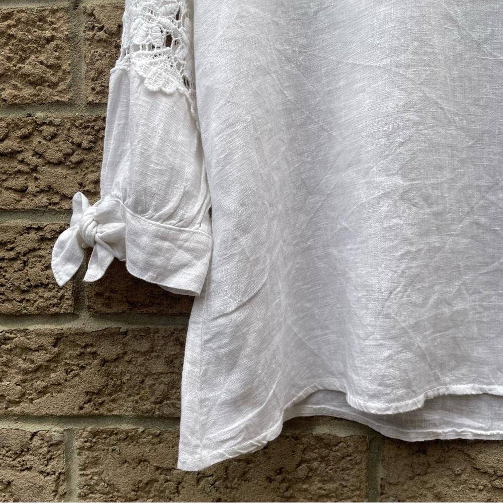 Elegant White Lace Trim Blouse - Picture 6 of 14